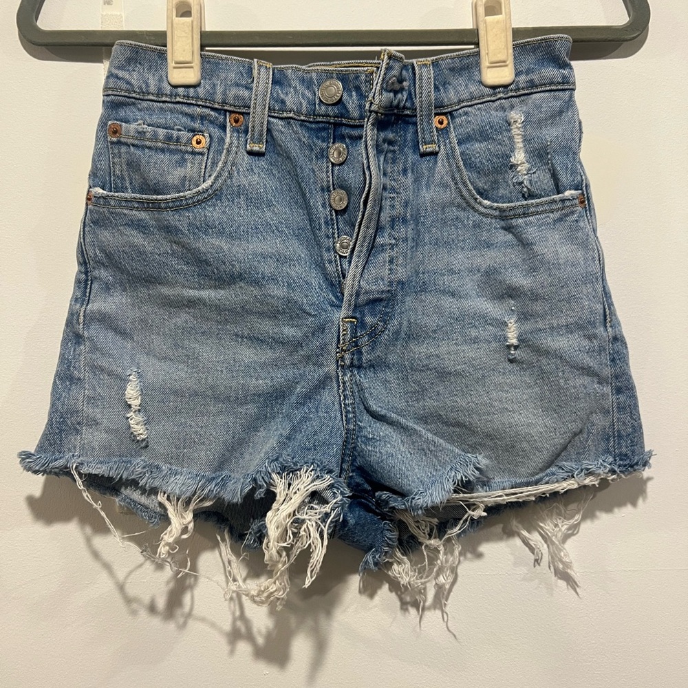 Levi's Blue Distressed Jean Shorts